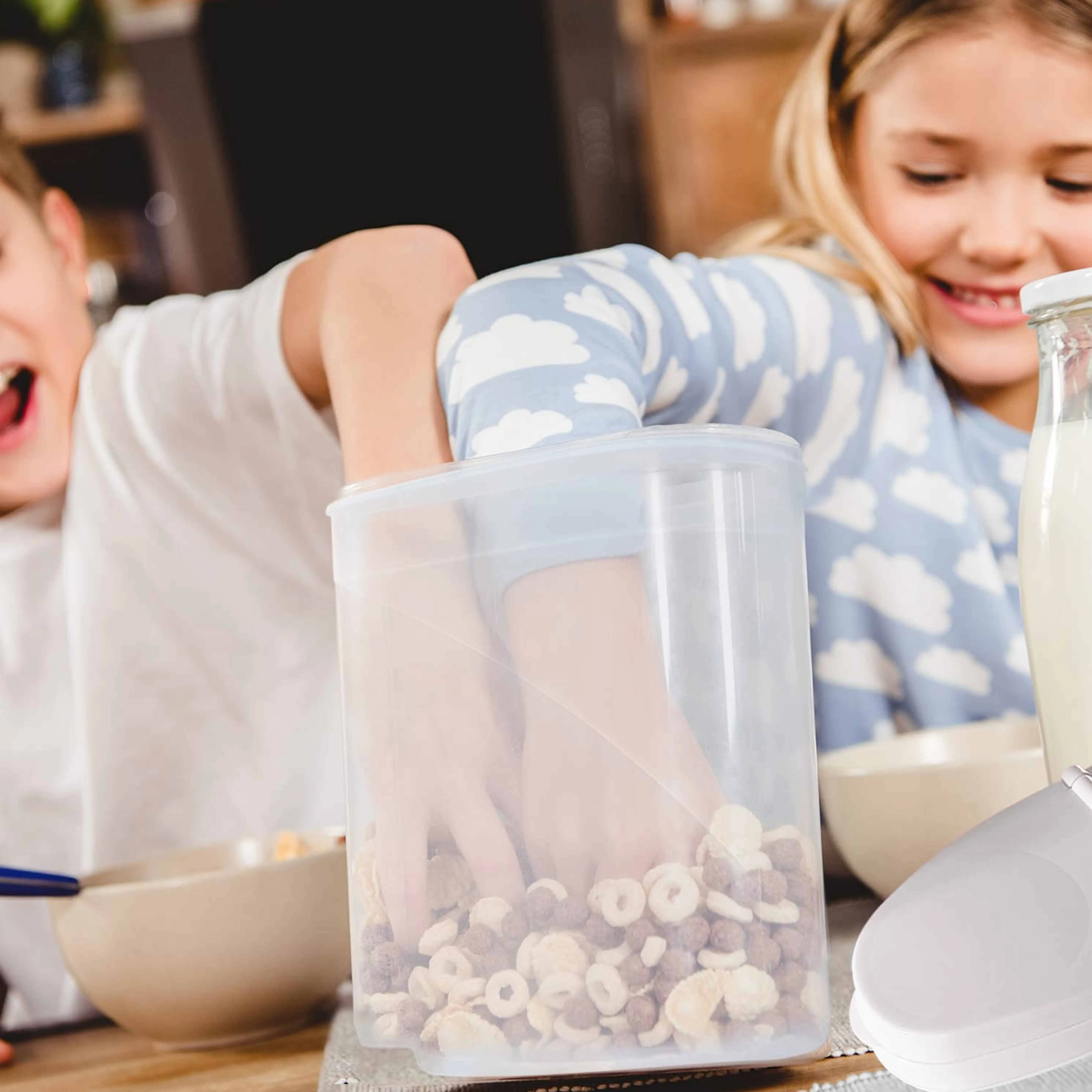 2 Pc Dry Food Storage Cereal Dispenser Pasta Rice Container BPA Free 4.8 Liters