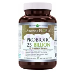 Amazing Flora Probiotic 13 Strains 25 Billion 60 Veg Caps By Amazing Nutrition