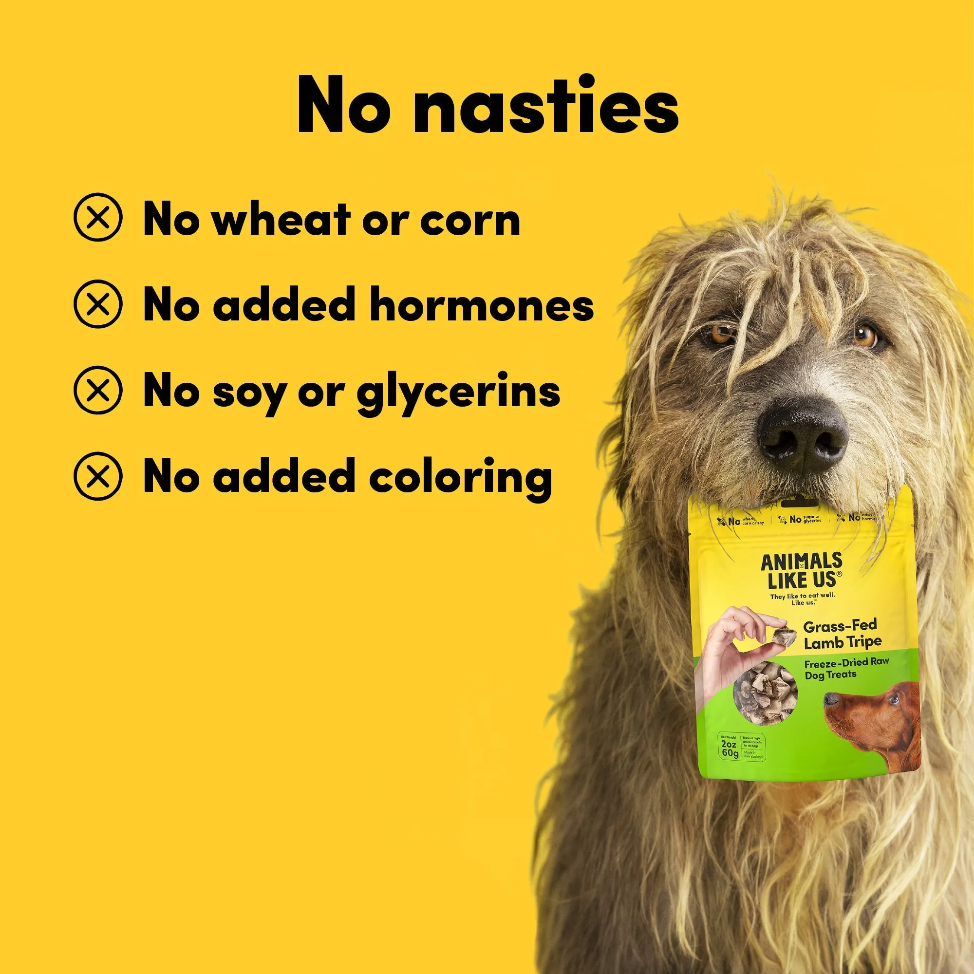 Animals Like Us Grass-Fed Lamb Tripe Freeze Dried Dog Treats 60g