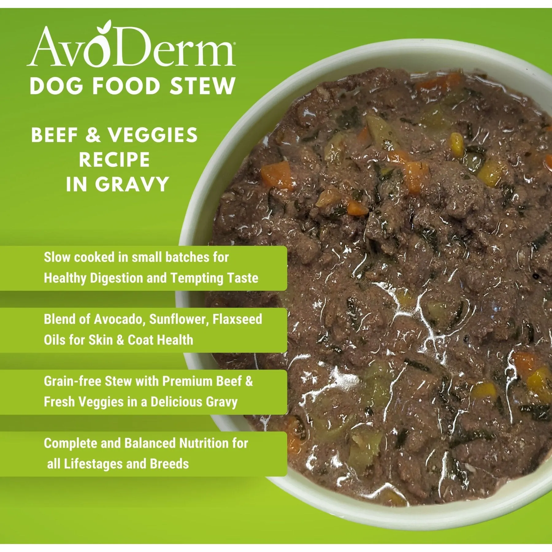 AvoDerm Beef with Vegetables Recipe Grain-Free Stew Wet Dog Food, 13-oz