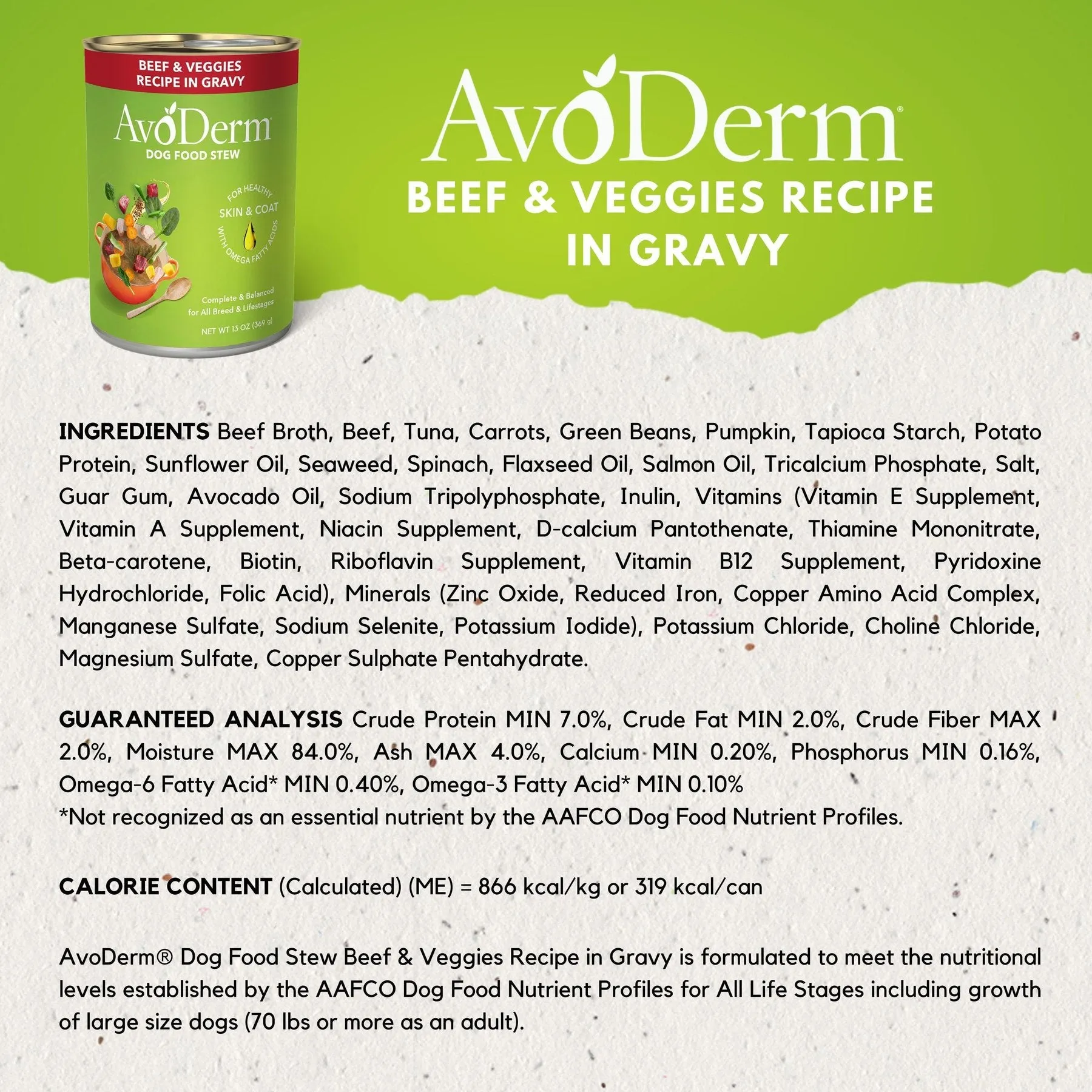 AvoDerm Beef with Vegetables Recipe Grain-Free Stew Wet Dog Food, 13-oz