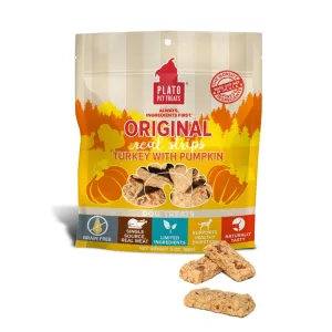 [BUY 2 FREE 1] Plato Original Real Strips Turkey & Pumpkin Air Dried Dog Treats 85g