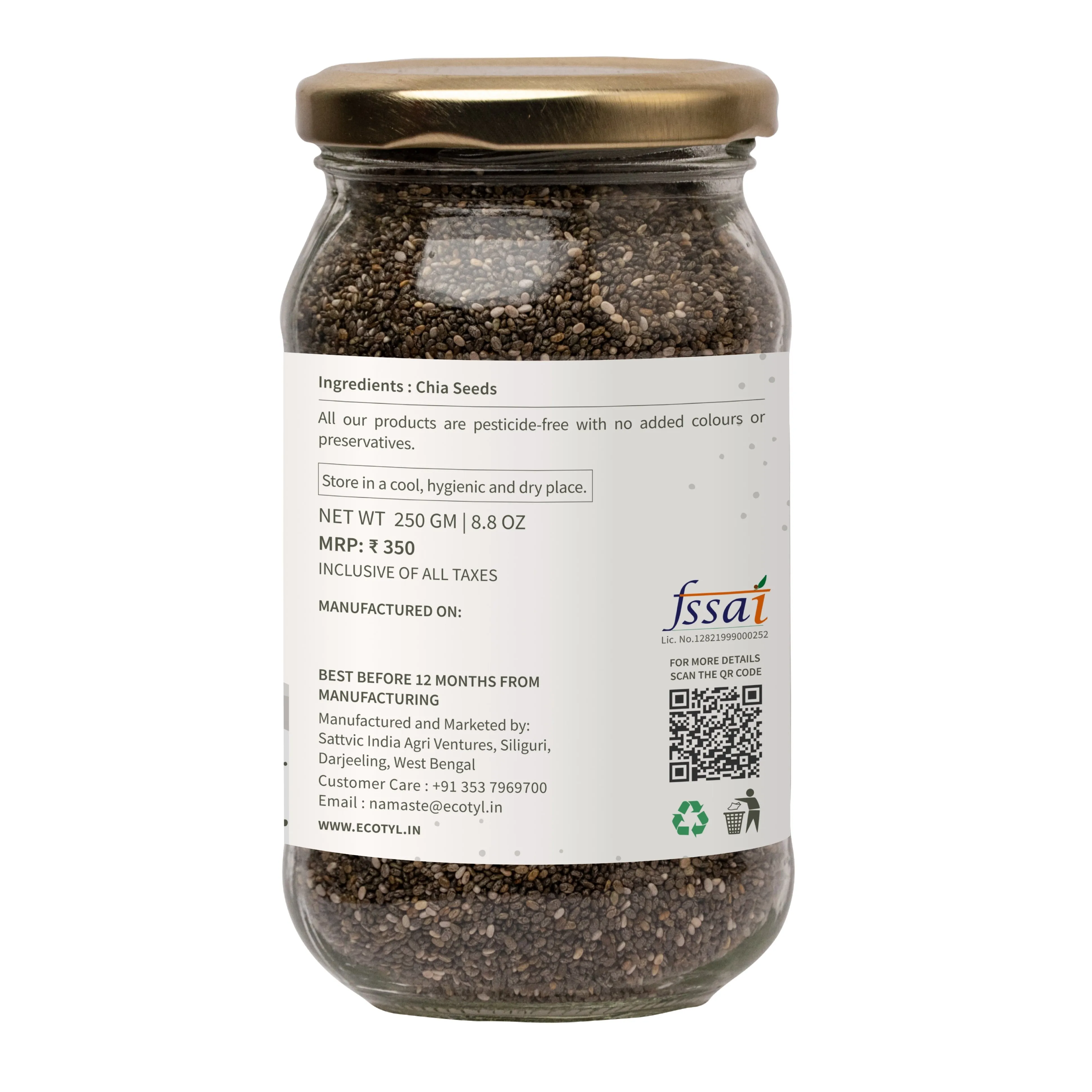 Chia Seeds Raw Rich in Antioxidants & Fibre