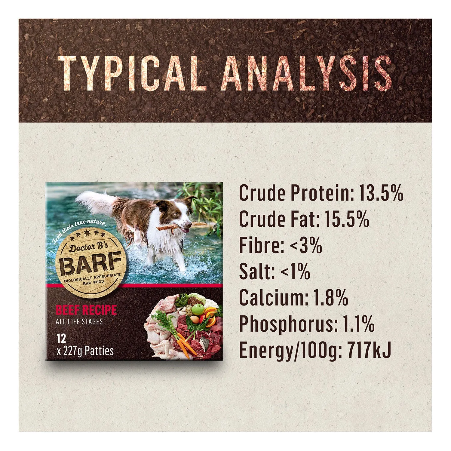 Doctor B's BARF Beef Raw Dog Food 2.72kg