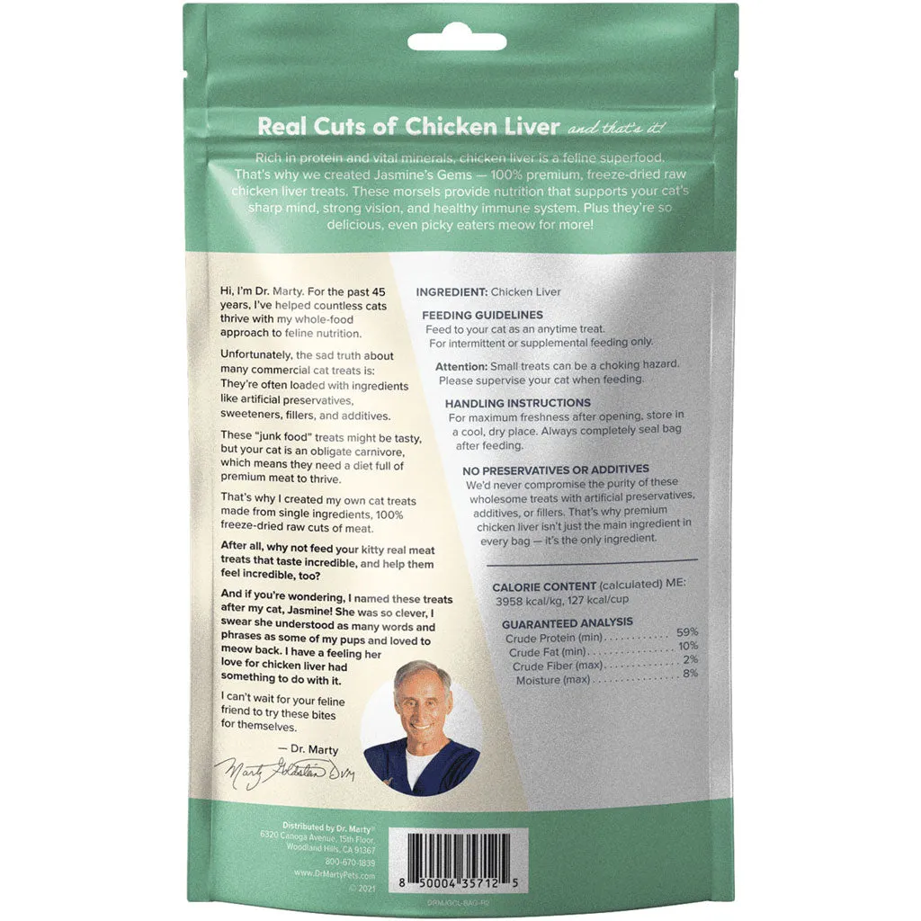 Dr. Marty Jasmine Gems Freeze-Dried Raw Chicken Liver Cat Treats, 4-oz
