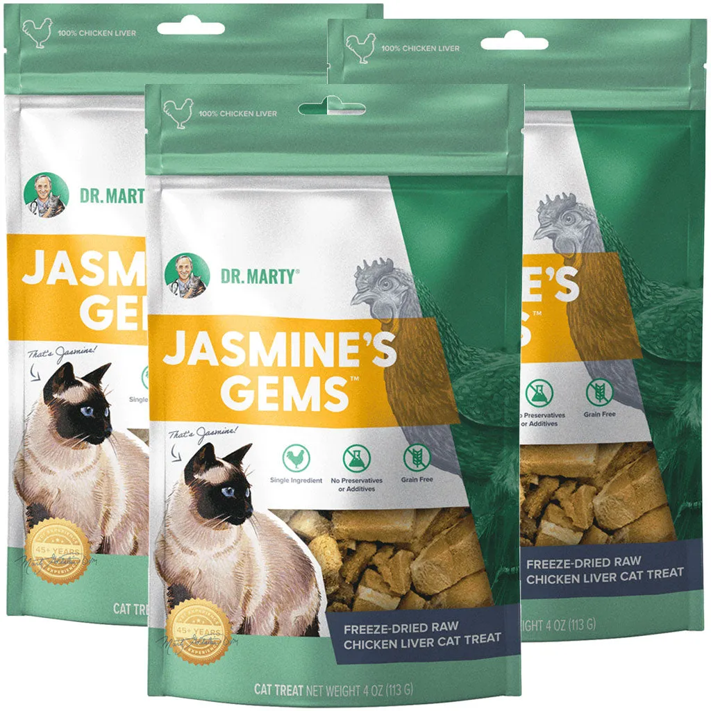 Dr. Marty Jasmine Gems Freeze-Dried Raw Chicken Liver Cat Treats, 4-oz
