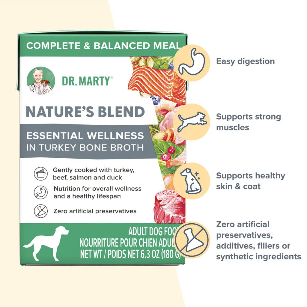 Dr. Marty Nature’s Blend Essential Wellness in Turkey Bone Broth Wet Dog Food, 6.3-oz, case of 12