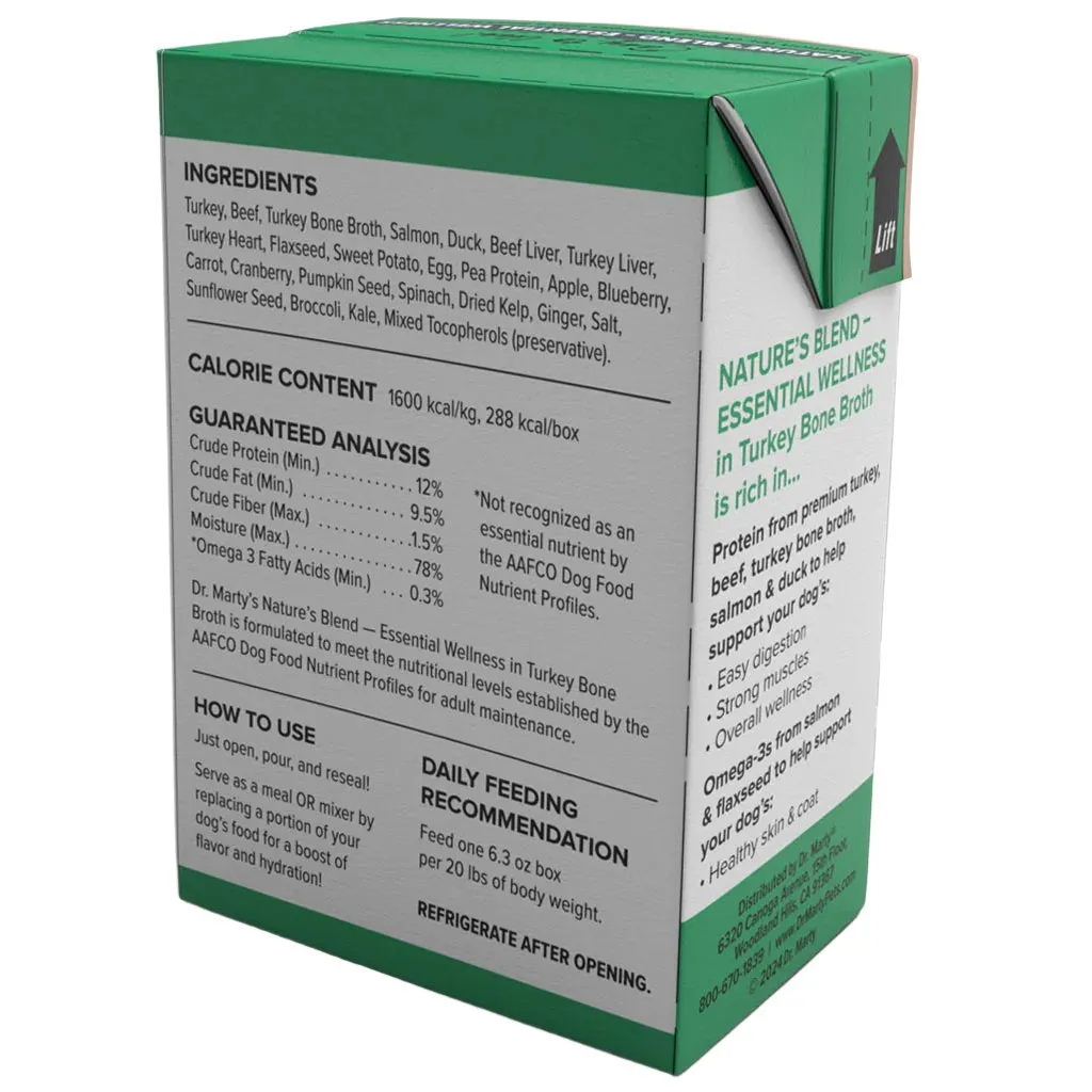 Dr. Marty Nature’s Blend Essential Wellness in Turkey Bone Broth Wet Dog Food, 6.3-oz, case of 12