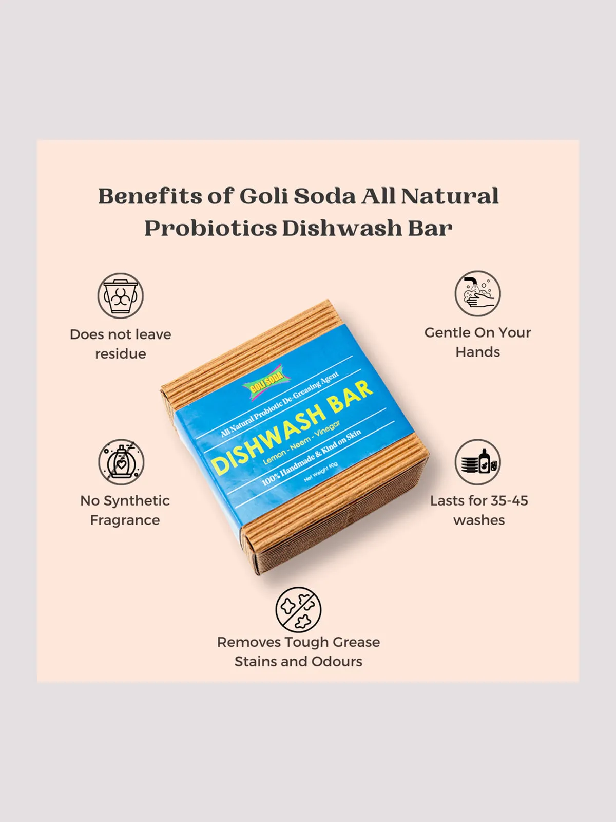 Goli Soda All Natural Probiotics Dish Wash Bar Pack Of Three