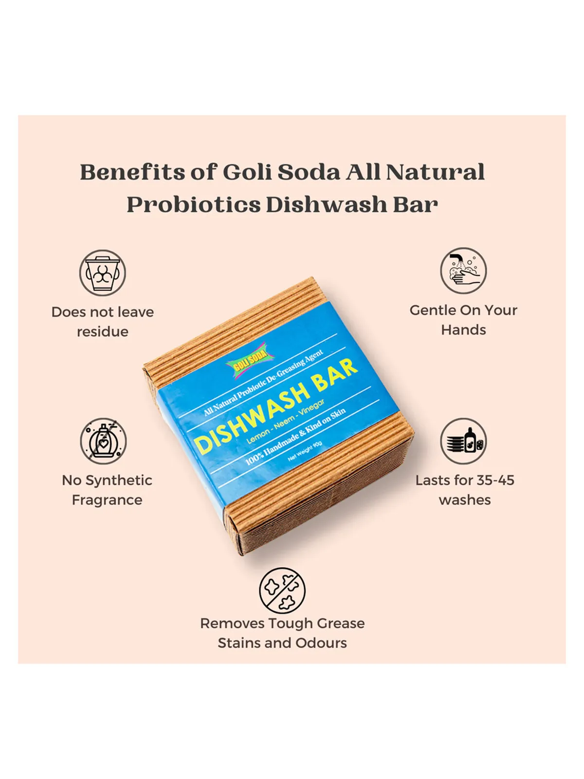 Goli Soda All Natural Probiotics Dish Wash Bar
