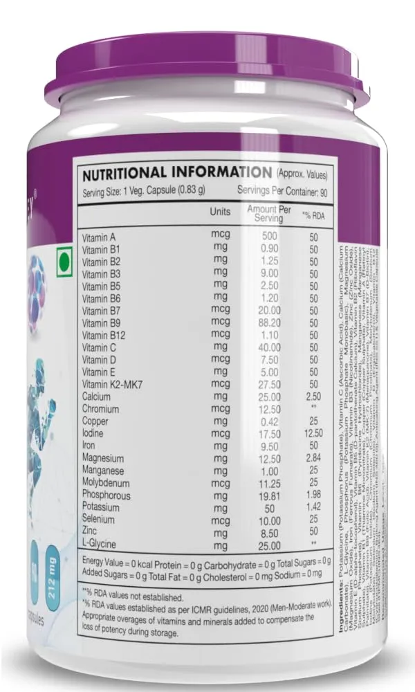 HealthyHey Nutrition MultiVitamin for Men (90 Vegetable Capsules) - Multi-Vit Daily - 13 Vitamins & 12 Minerals - Vegan