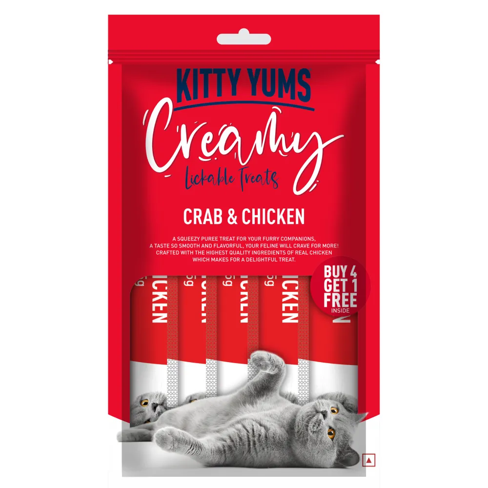 Kitty Yums Real Chicken, Seafood Medley and Crab & Chicken Creamy Cat Treats Combo