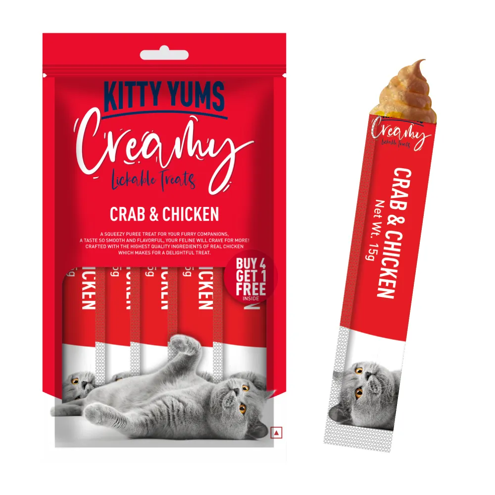Kitty Yums Real Chicken, Seafood Medley and Crab & Chicken Creamy Cat Treats Combo