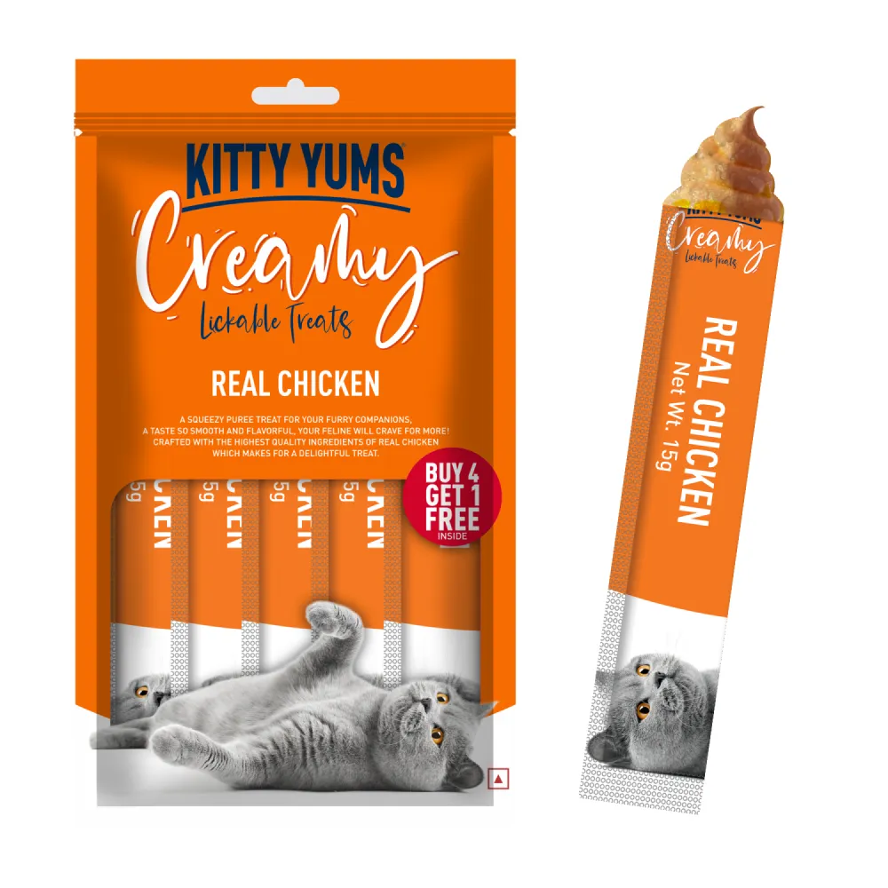 Kitty Yums Real Chicken, Seafood Medley and Crab & Chicken Creamy Cat Treats Combo