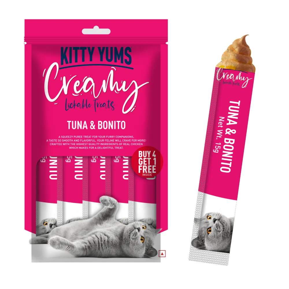 Kitty Yums Seafood Medley, Tuna & Bonito and Salmon & Skipjack Creamy Cat Treats Combo