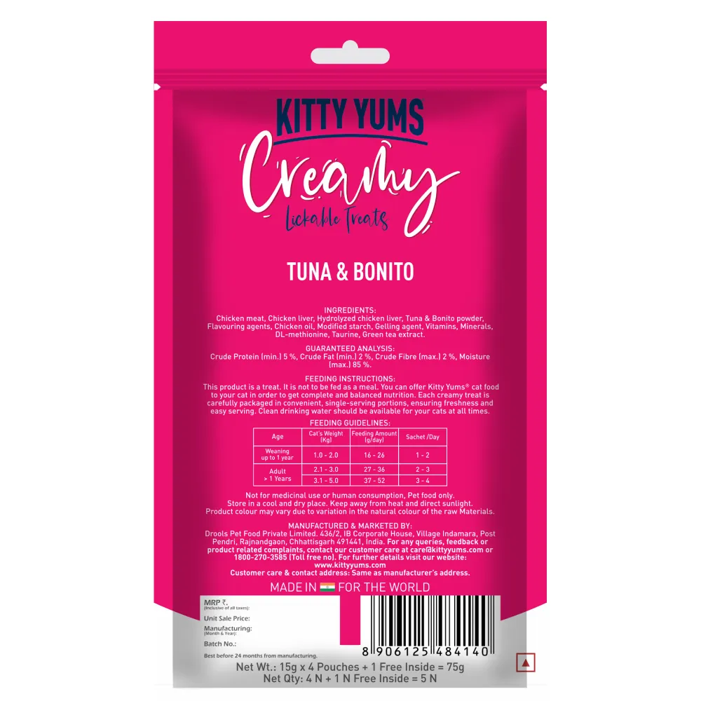Kitty Yums Seafood Medley, Tuna & Bonito and Salmon & Skipjack Creamy Cat Treats Combo
