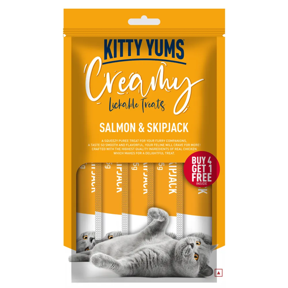 Kitty Yums Seafood Medley, Tuna & Bonito and Salmon & Skipjack Creamy Cat Treats Combo