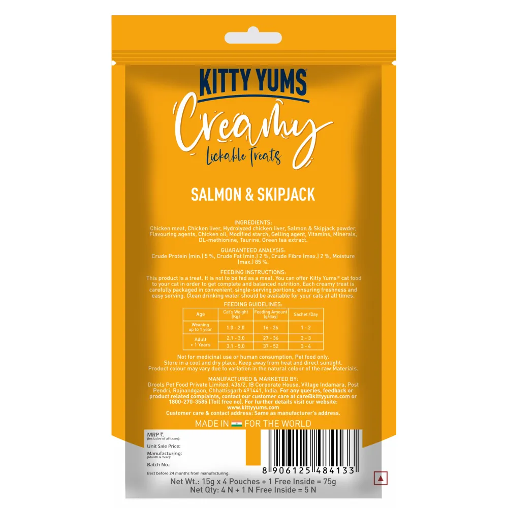 Kitty Yums Seafood Medley, Tuna & Bonito and Salmon & Skipjack Creamy Cat Treats Combo