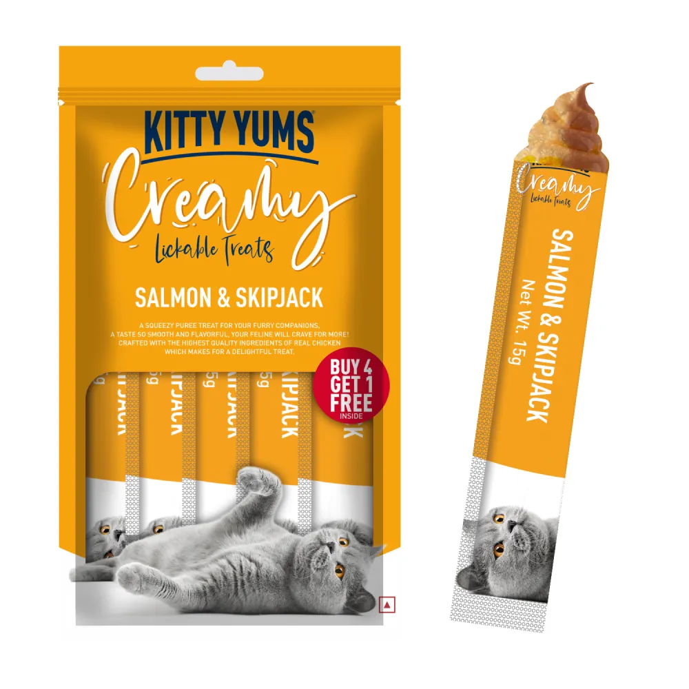 Kitty Yums Seafood Medley, Tuna & Bonito and Salmon & Skipjack Creamy Cat Treats Combo