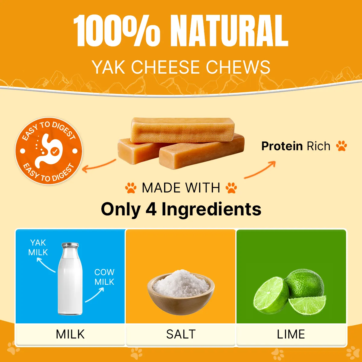 Long Lasting Yak Cheese Chews for X-Large dogs - 3 sticks