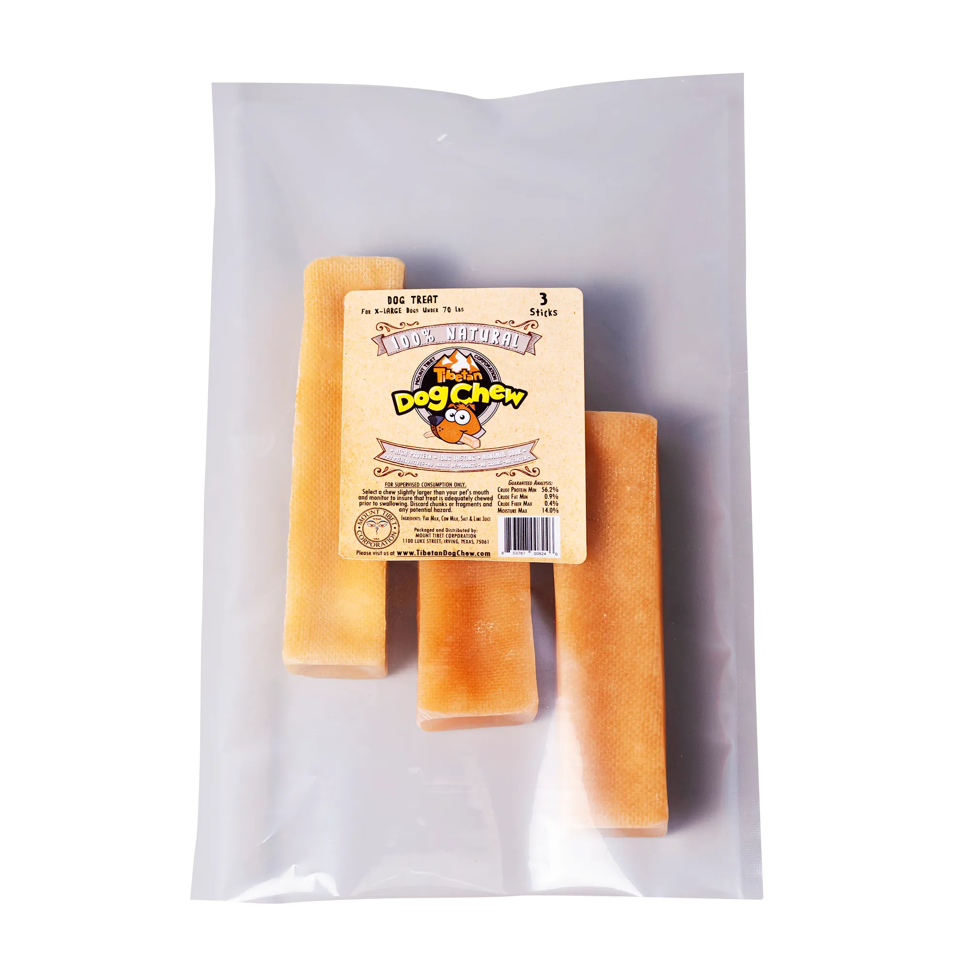 Long Lasting Yak Cheese Chews for X-Large dogs - 3 sticks