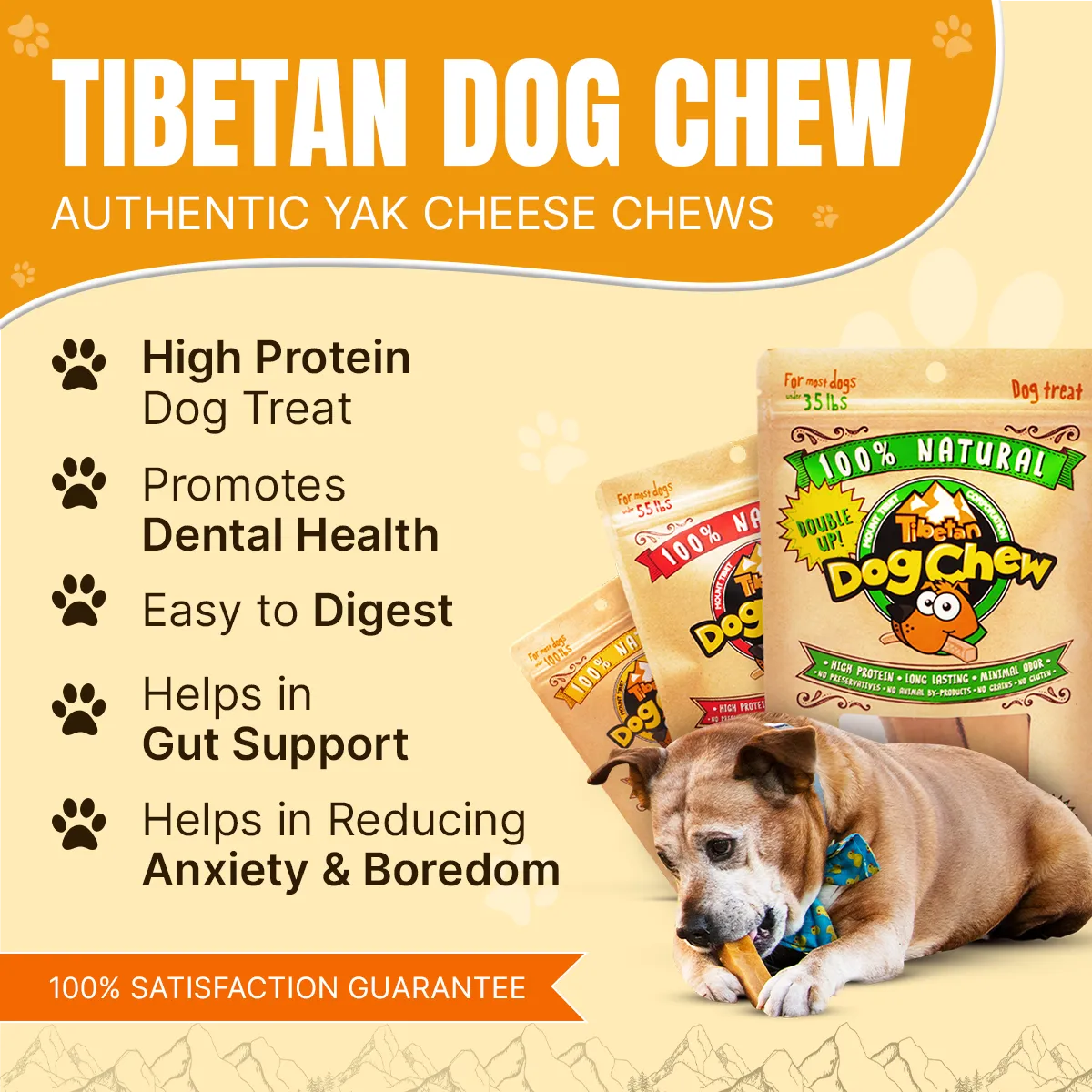 Long Lasting Yak Cheese Chews for X-Large dogs - 3 sticks