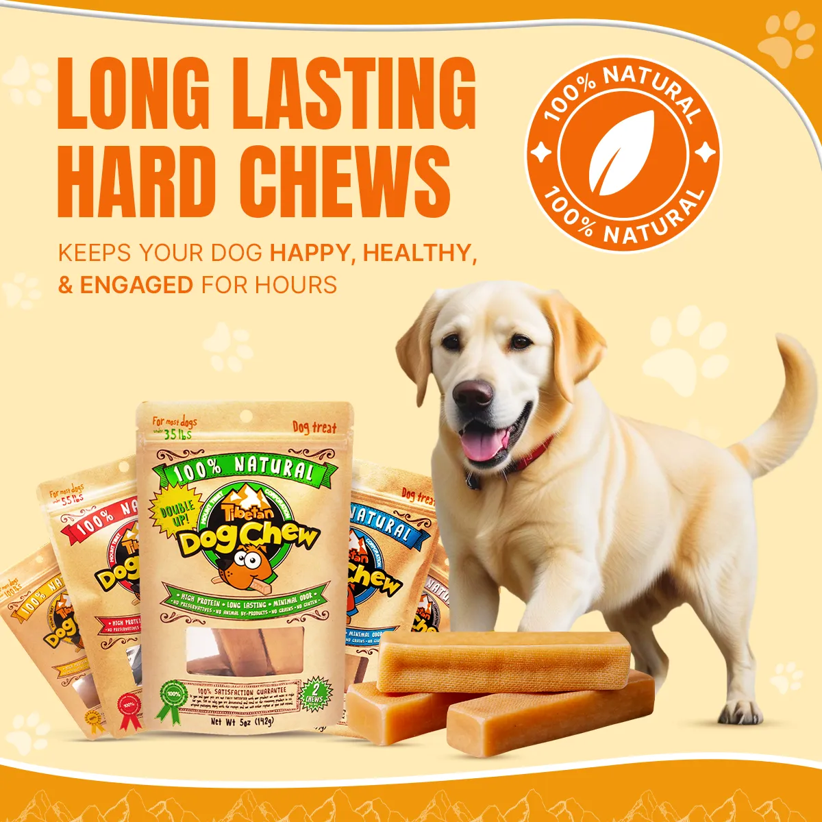 Long Lasting Yak Cheese Chews for X-Large dogs - 3 sticks
