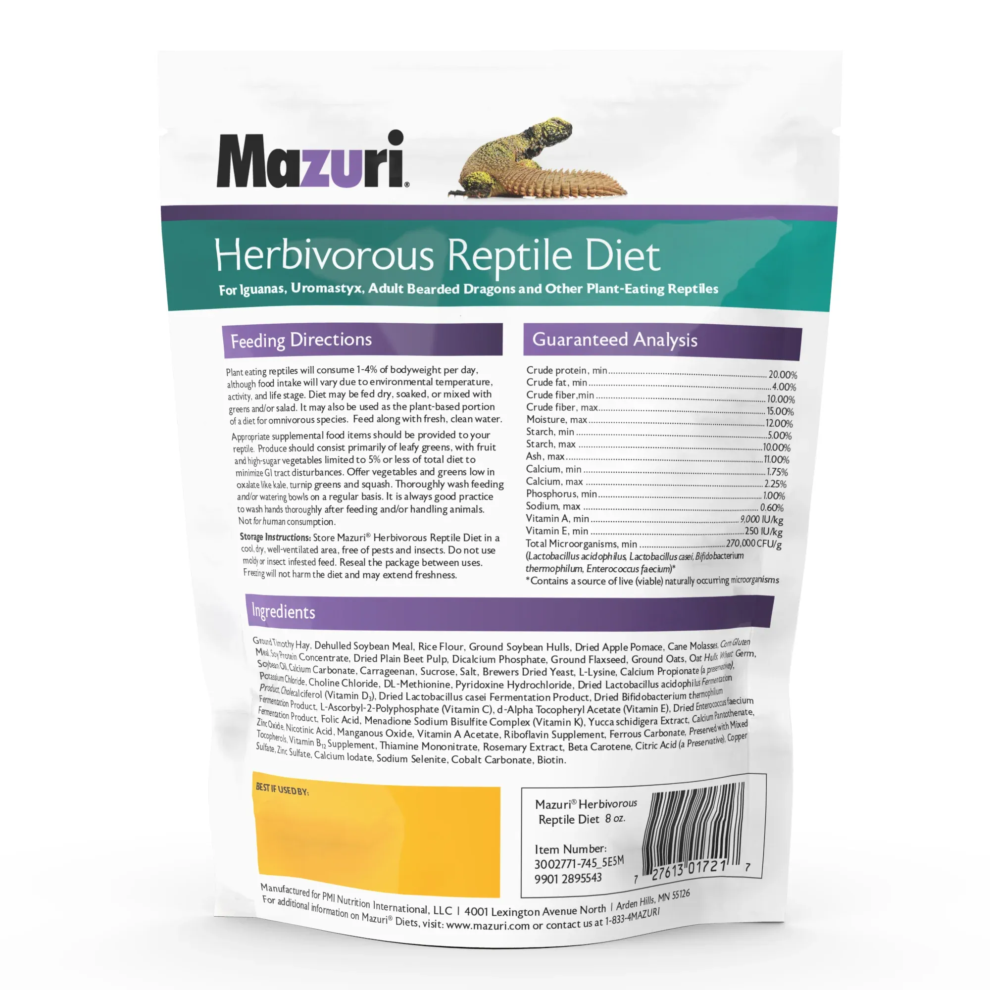 Mazuri Herbivorous Reptile Diet 8oz