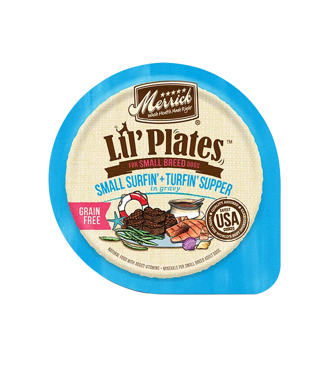 Merrick Lil' Plates Grain Free Small Surfin'   Turfin' Supper Wet Dog Food, 3.5-oz Case of 12
