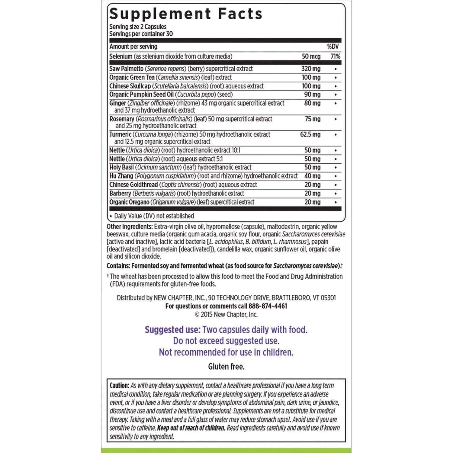 New Chapter Zyflamend Prostate Support Supplement with Saw Palmetto for Prostate Health - 60 Vegetarian Capsules