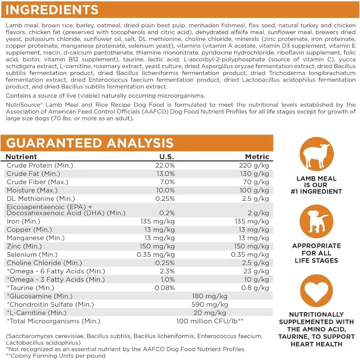 NutriSource Lamb Meal & Rice Healthy Dry Dog Food 12lb