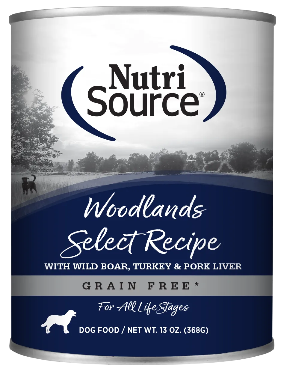 Nutrisource Woodlands Select Recipe Grain Free Wet Dog Food 13oz.