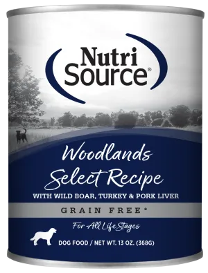 Nutrisource Woodlands Select Recipe Grain Free Wet Dog Food 13oz.