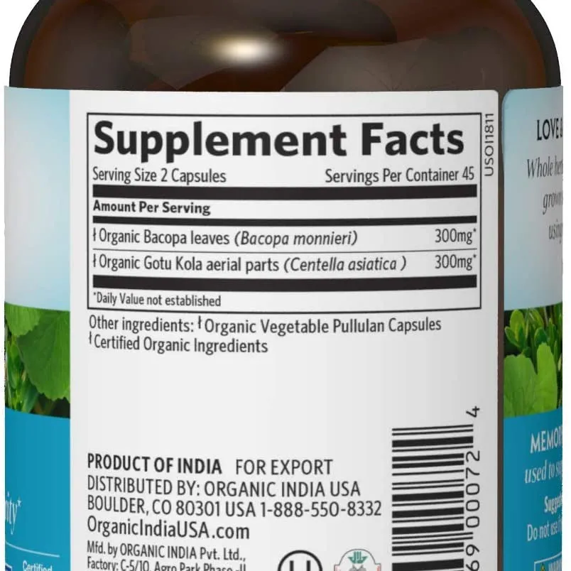 Organic India - Memory Mental Clarity, 90 count, 4oz
