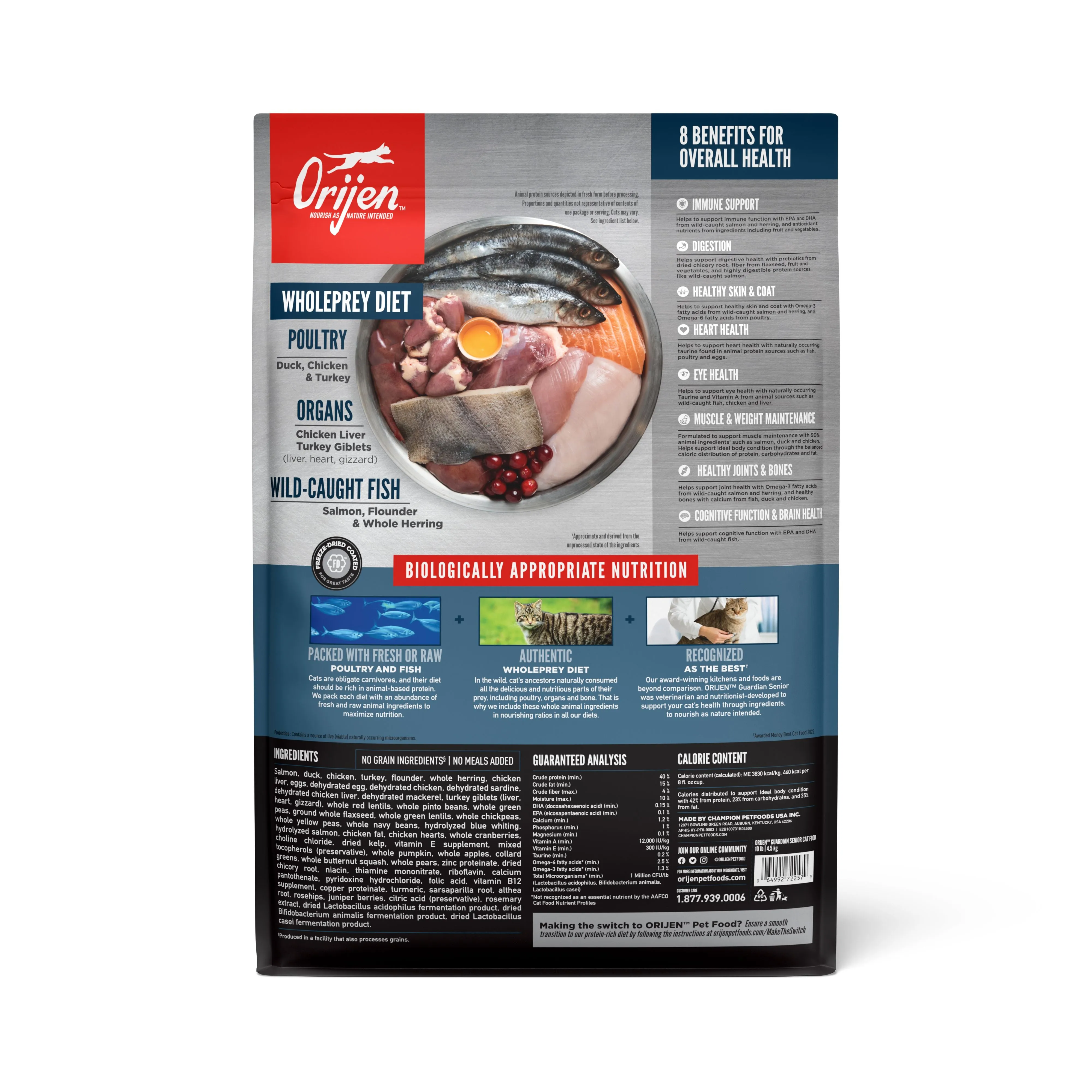 ORIJEN Guardian Senior Biologically Appropriate Dry Cat Food 4.5kg^^^
