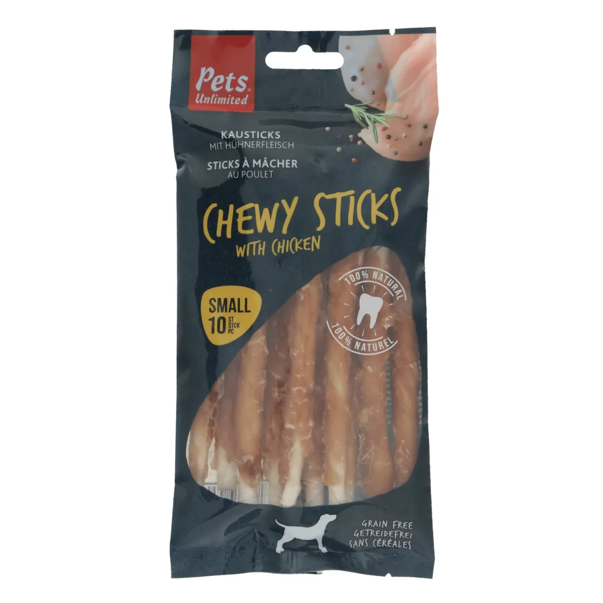 Pets Unlimited | Rawhide Dog Treat | Chewy Meat Sticks - Small