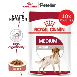 Royal Canin Medium Adult (140g x 10 Pouches) Wet Dog Food - Size Health Nutrition