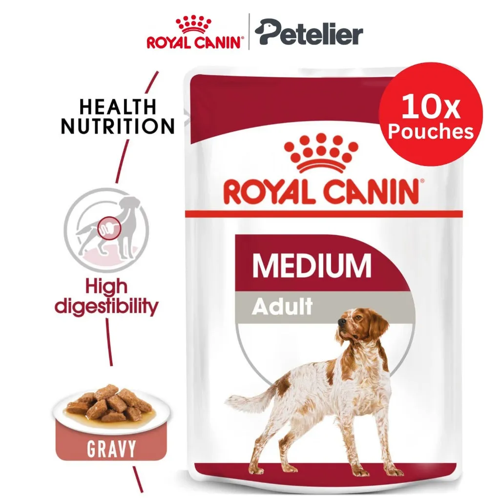 Royal Canin Medium Adult (140g x 10 Pouches) Wet Dog Food - Size Health Nutrition
