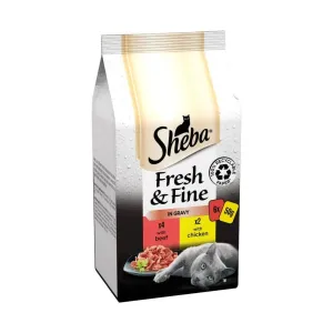 Sheba Pack of 6 x 50g Fresh & Fine Meat Collection in Gravy Pouches