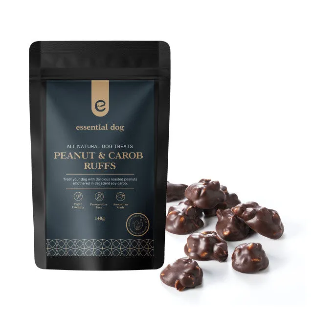 Vegan Dog Treats - Carob and Peanut Ruffs no added sugar - Essential Dog