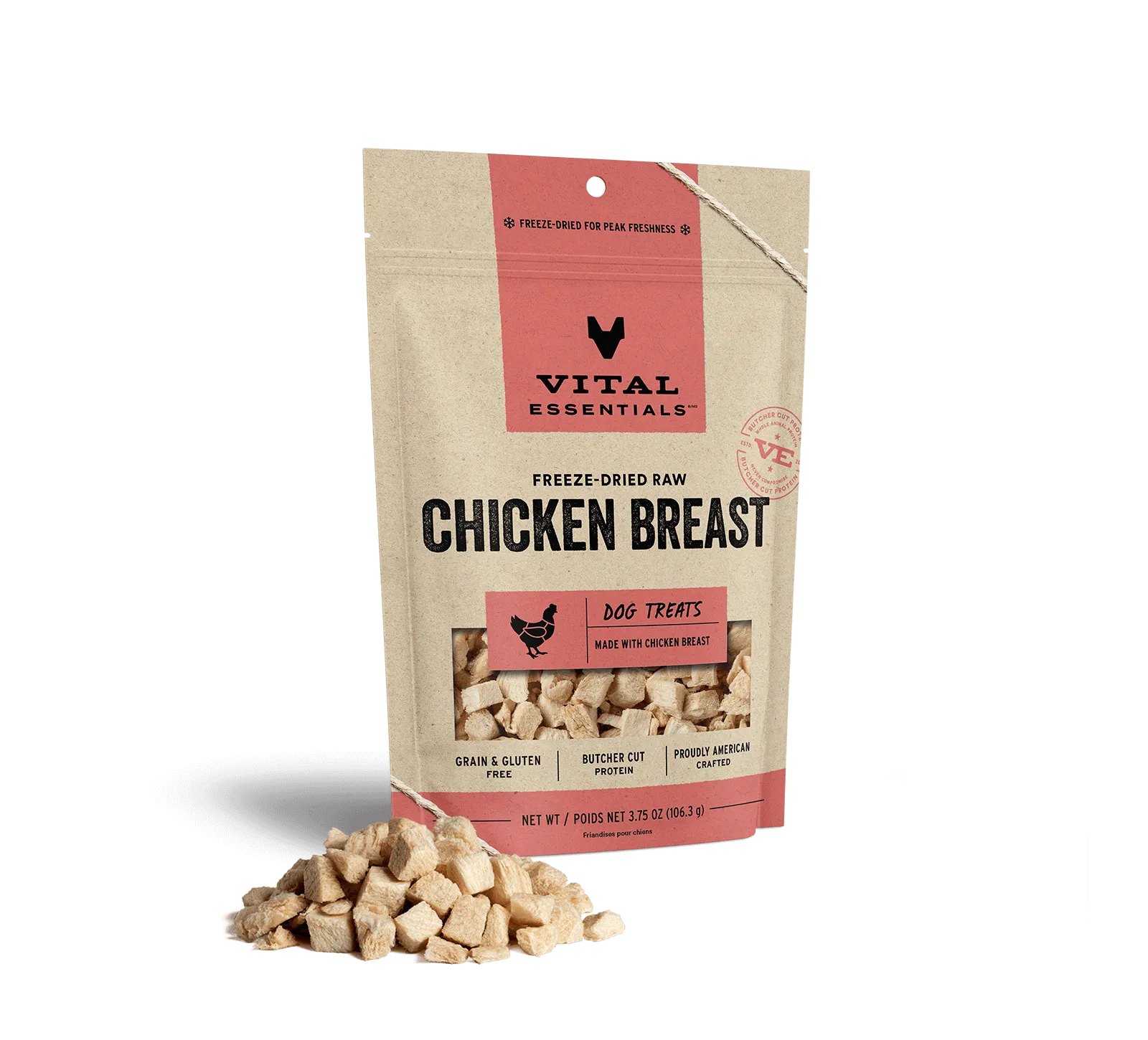 Vital Essentials Freeze-Dried Chicken Breast Dog Treats 3.75oz