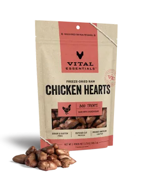 Vital Essentials Freeze-Dried Chicken Hearts Dog Treats 3.75oz