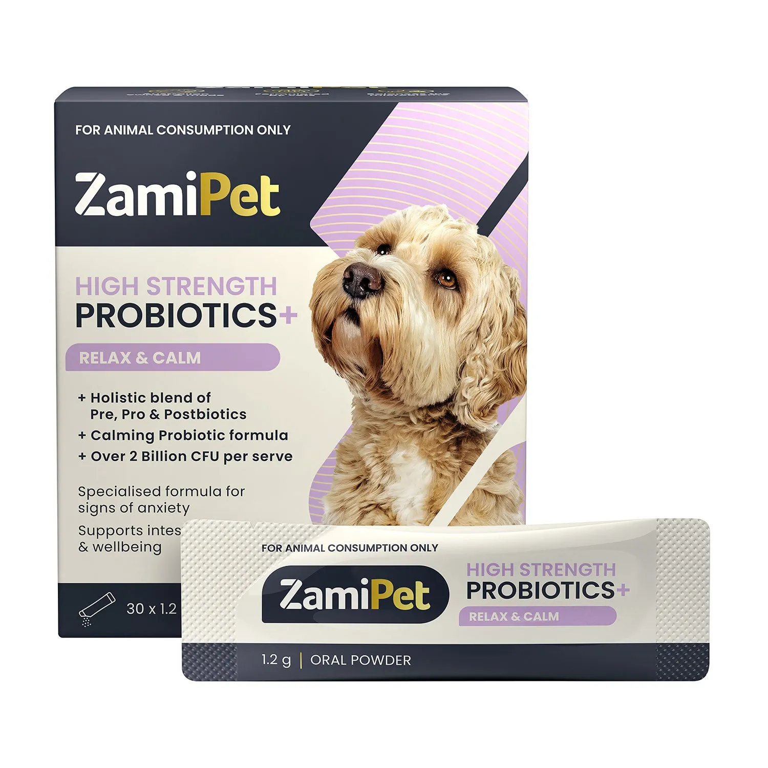 ZamiPet High Strength Probiotics   Relax & Calm 30 x 1.2g Powder Sachets for Dogs