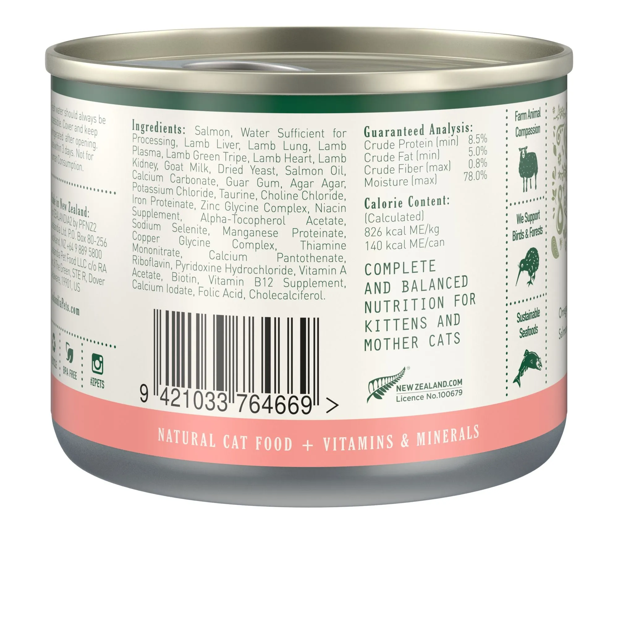 Zealandia Kitten and Mama Salmon Mousse Pate Wet Cat Food 170g