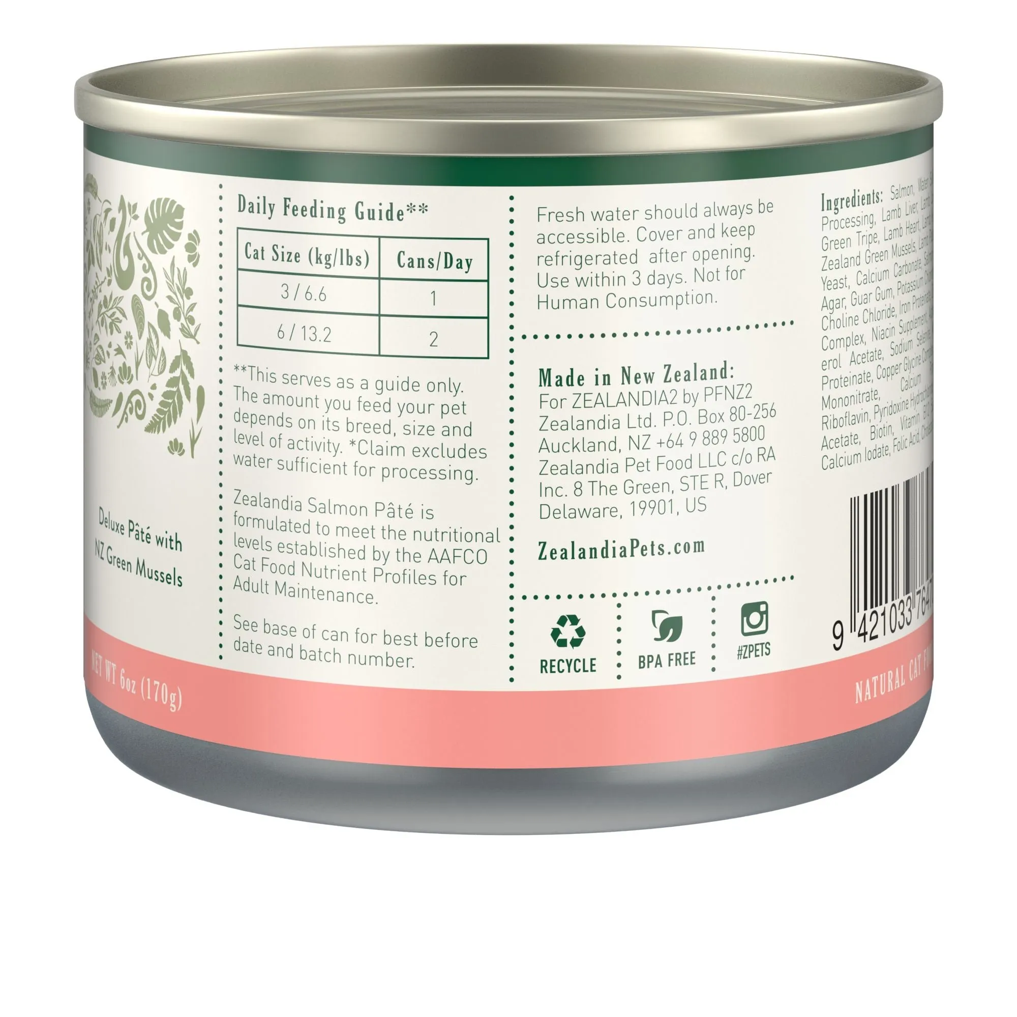 Zealandia Salmon Pate Adult Cat Wet Food 170g x24