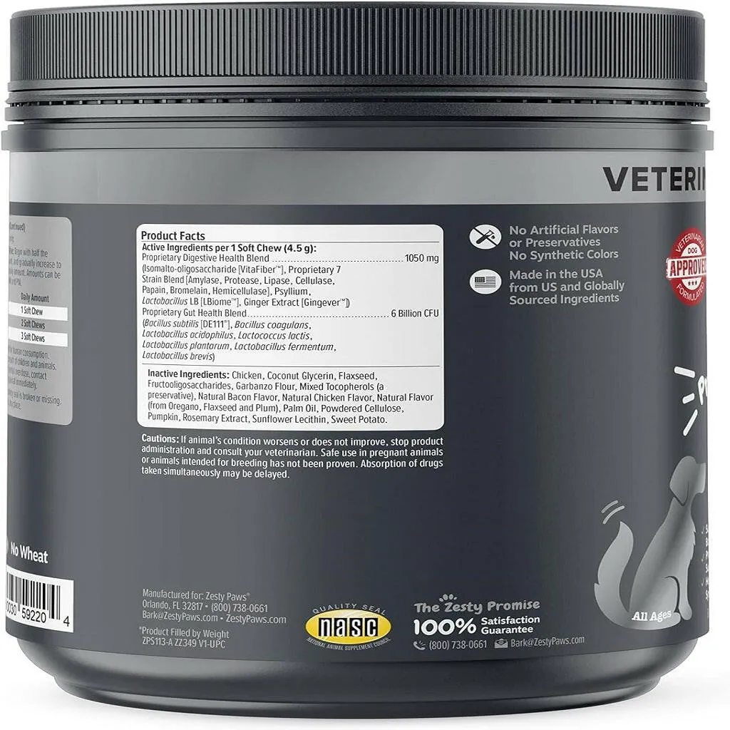 Zesty Paws Vet Strength Pre, Pro & Postbiotics Bites Rotisserie Chicken Flavored Chews for Dogs (90 ct)