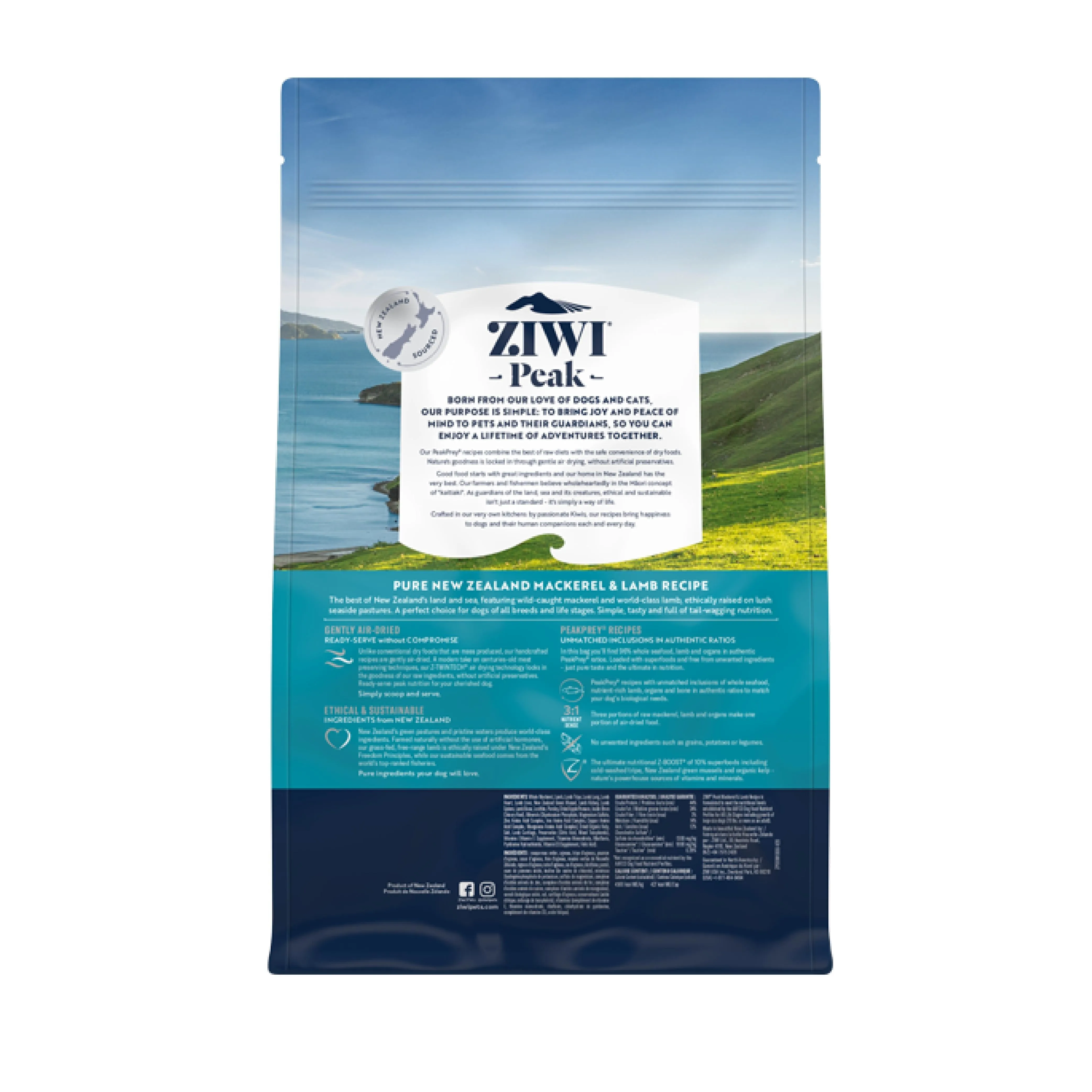 ZIWI Peak Air Dried Mackerel and Lamb Recipe Dog Food 1kg