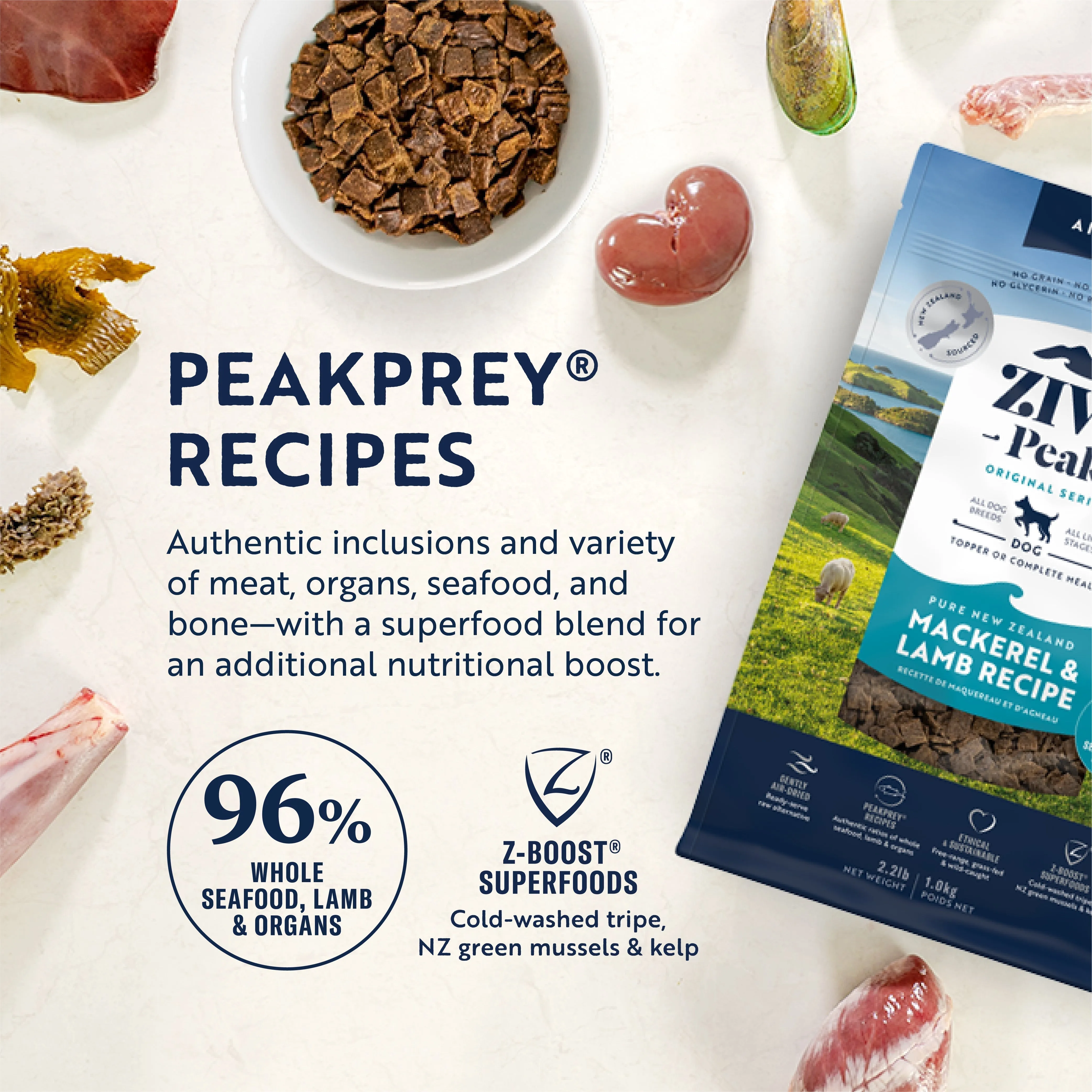 ZIWI Peak Air Dried Mackerel and Lamb Recipe Dog Food 1kg